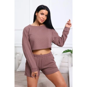 Костюм двойка женский №82042 трикотаж соты (р-ры: 44-50) кофе Костюм двойка женский №82042 трикотаж соты (р-ры: 44-50) кофе