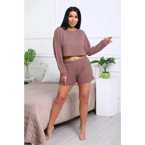 Костюм двойка женский №82042 трикотаж соты (р-ры: 44-50) кофе Костюм двойка женский №82042 трикотаж соты (р-ры: 44-50) кофе