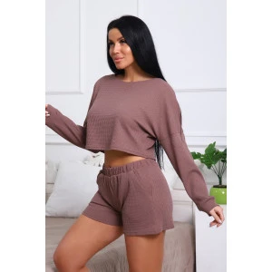 Костюм двойка женский №82042 трикотаж соты (р-ры: 44-50) кофе Костюм двойка женский №82042 трикотаж соты (р-ры: 44-50) кофе