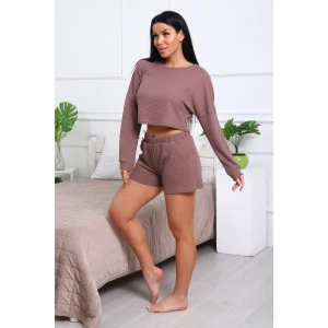 Костюм двойка женский №82042 трикотаж соты (р-ры: 44-50) кофе Костюм двойка женский №82042 трикотаж соты (р-ры: 44-50) кофе