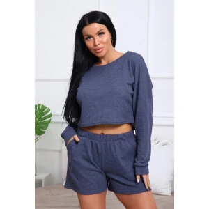 Костюм двойка женский №82042 трикотаж соты (р-ры: 44-50) деним Костюм двойка женский №82042 трикотаж соты (р-ры: 44-50) деним