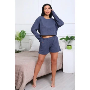 Костюм двойка женский №82042 трикотаж соты (р-ры: 44-50) деним Костюм двойка женский №82042 трикотаж соты (р-ры: 44-50) деним