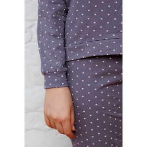 Пижама женская №336-1GRY кулирка (р-ры: 46-56) серо-фиолетовый с сердечками