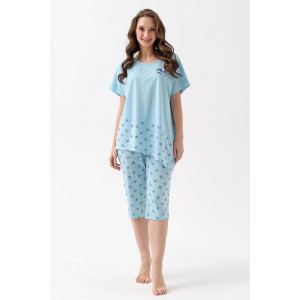 Пижама женская "Букет" 2184-К трикотаж (р-ры: 56-66) голубой
