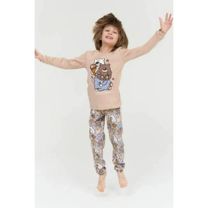 Пижама детская "Медок" интерлок (последний размер) коричневый 104-110
