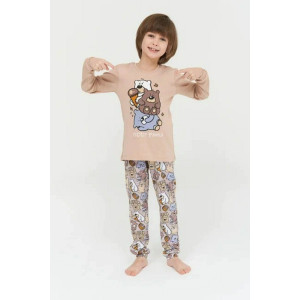 Пижама детская "Медок" интерлок (последний размер) коричневый 104-110