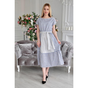 Платье женское "Софья" хлопок+лён (последний размер) голубой 54,56