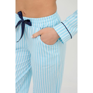 Пижама женская "Бабл-гам А" (брюки) кулирка (последний размер) голубой 54