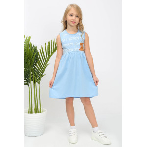 Платье детское "Кесси-1" кулирка (последний размер) голубой 134