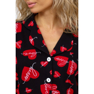 Пижама женская 941 кулирка (р-ры: 44-58) красные сердечки
