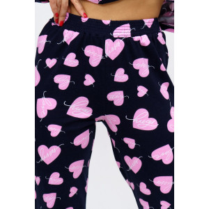 Пижама женская 941 кулирка (р-ры: 44-58) розовые сердечки