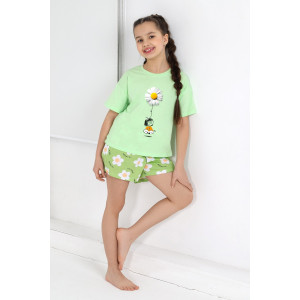Пижама детская "Ромашка-2" кулирка (р-ры: 116-170) зеленый