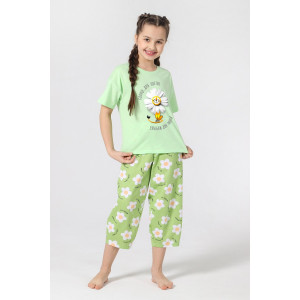 Пижама детская "Ромашка-1" кулирка (р-ры: 116-170) зеленый