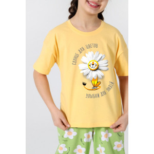 Пижама детская "Ромашка-1" кулирка (р-ры: 116-170) желтый