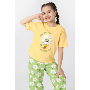 Пижама детская "Ромашка-1" кулирка (р-ры: 116-170) желтый