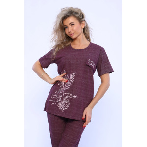 Костюм двойка женский №65055 кулирка (р-ры: 48-66) бордовый