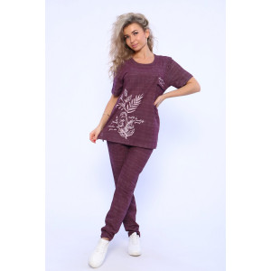 Костюм двойка женский №65055 кулирка (р-ры: 48-66) бордовый
