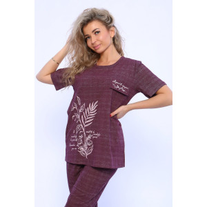 Костюм двойка женский №65055 кулирка (р-ры: 48-66) бордовый