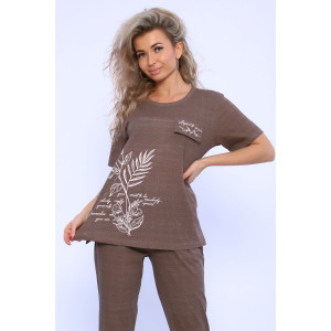 Костюм двойка женский №65055 кулирка (р-ры: 48-66) коричневый