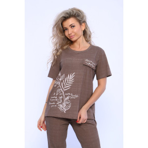 Костюм двойка женский №65055 кулирка (р-ры: 48-66) коричневый