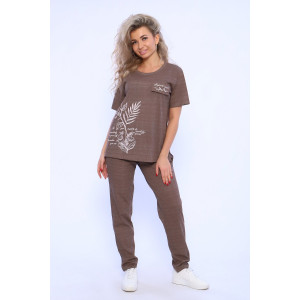 Костюм двойка женский №65055 кулирка (р-ры: 48-66) коричневый