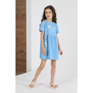 Платье детское "Сьюзи-1" кулирка с лайкрой пенье (последний размер) голубой 128