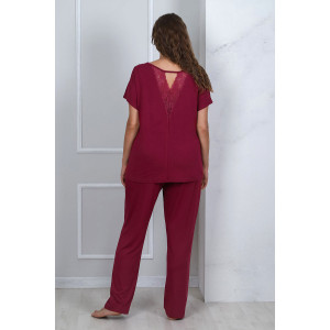 Пижама женская "Лунная ночь-2" вискоза (последний размер) бордовый 56