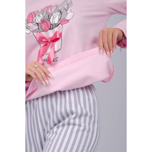 Пижама женская "Тюльпаны" футер с начесом (р-ры: 42-52)