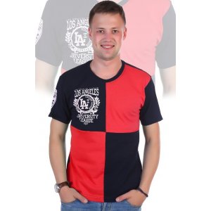 Мужская футболка "Универ" кулирка (р-ры: 46-56) черный+красный