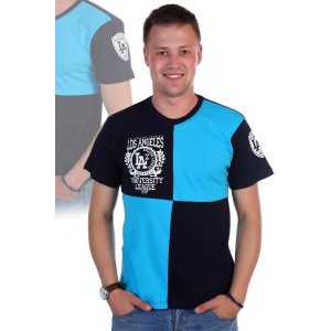Мужская футболка "Универ" кулирка (р-ры: 46-56) черный+синий