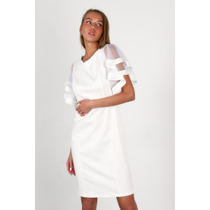 Платье женское П234 костюмная ткань (последний размер) белый 46,48