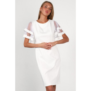 Платье женское П234 костюмная ткань (последний размер) белый 46,48
