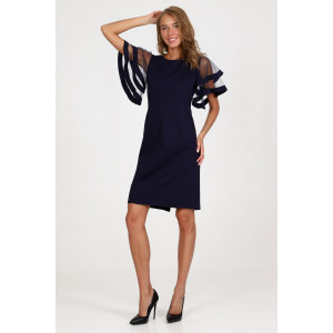 Платье женское П234 костюмная ткань (последний размер) темно-синий 50