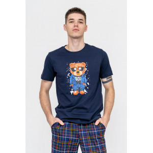 Пижама мужская №012 "Тедди" кулирка (р-ры: 46-60) темно-синий