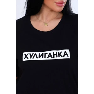 Футболка женская №11825 кулирка (р-ры: 44-58) черный Футболка женская №11825 кулирка (р-ры: 44-58) черный