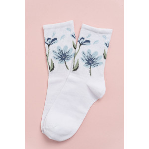 Носки женские "Цветы" - упаковка 2 пары голубой