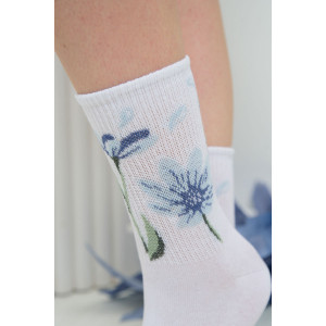 Носки женские "Цветы" - упаковка 2 пары голубой
