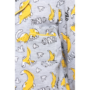 Пижама детская "Дино-кант" трикотаж (р-ры: 104-146) серый