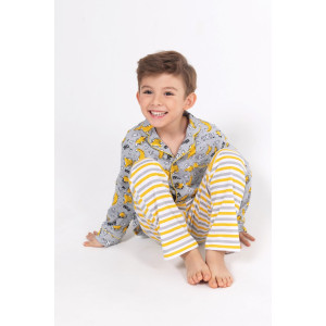 Пижама детская "Дино-кант" трикотаж (р-ры: 104-146) серый