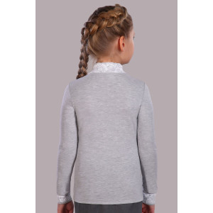 Блузка школьная №13119 "Дженифер" кулирка (последний размер) серый меланж 134
