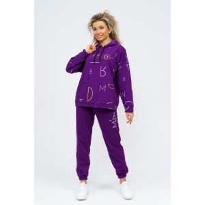 Костюм двойка женский 943 футер с лайкрой (р-ры: 42-56) фиолетовый