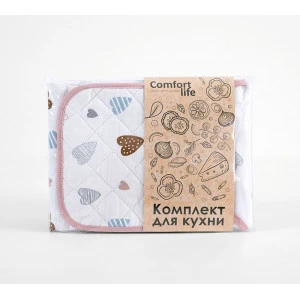 Набор кухонный 3 предмета рогожка "С любовью" Набор кухонный 3 предмета рогожка "С любовью"