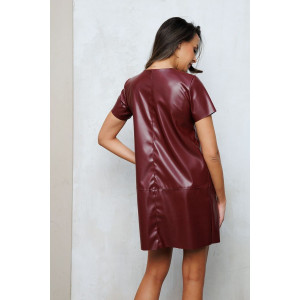 Платье женское №200BRD экокожа (р-ры: 42-52) бордовый