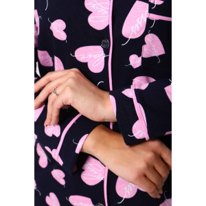 Пижама женская ПЖ-16 кулирка (р-ры: 44-62) темно-синий с розовым