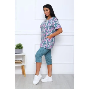Костюм двойка женский 00990 кулирка (р-ры: 50-60) зеленый Костюм двойка женский 00990 кулирка (р-ры: 50-60) зеленый