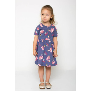 Платье детское "Самира-12" кулирка (р-ры: 98-134) серо-фиолетовый