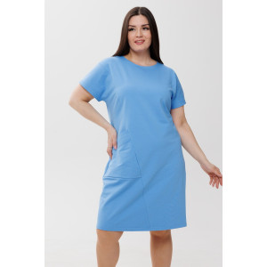 Платье женское П181 футер 2-х нитка пенье (р-ры: 44-60) голубой