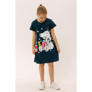 Платье детское "Мульти" ФЛ-3 кулирка (р-ры: 134-158) петроль