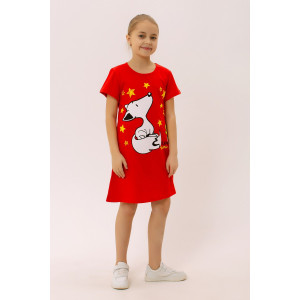 Платье детское "Мульти" ФЛ-3 кулирка (р-ры: 134-158) красный