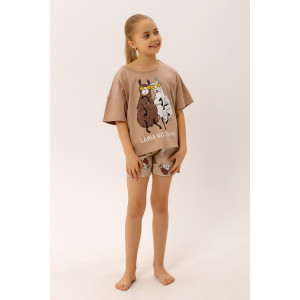 Пижама детская "Лаки" ФЛ-16 кулирка (р-ры: 116-152) бежевый